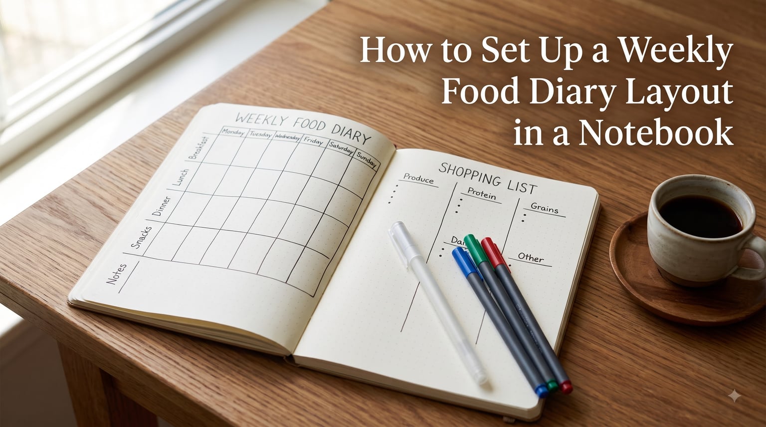 How to Set Up a Weekly Food Diary Layout in a Notebook