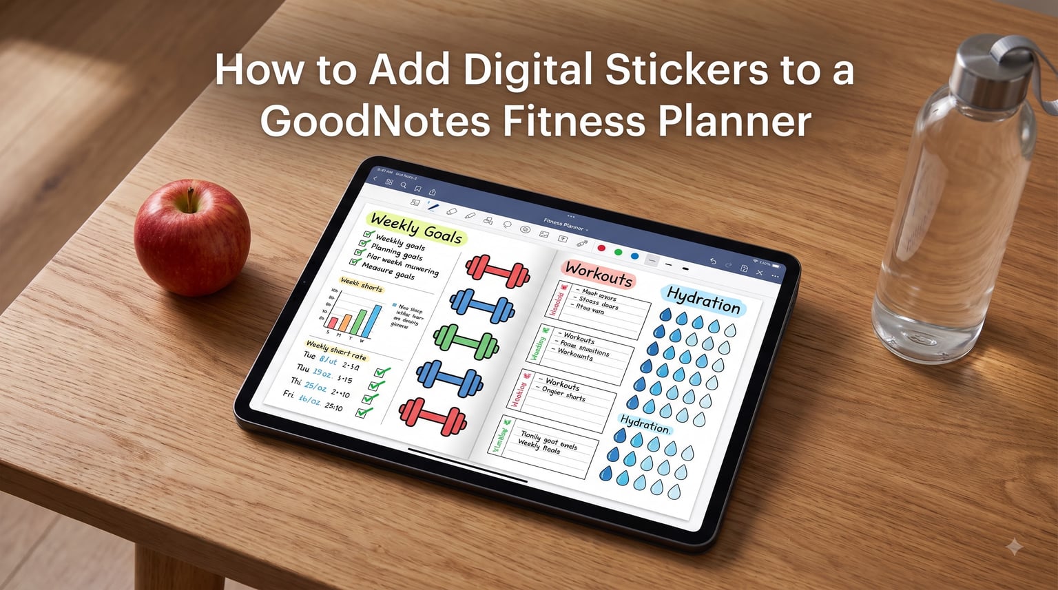 How to Add Digital Stickers to a GoodNotes Fitness Planner