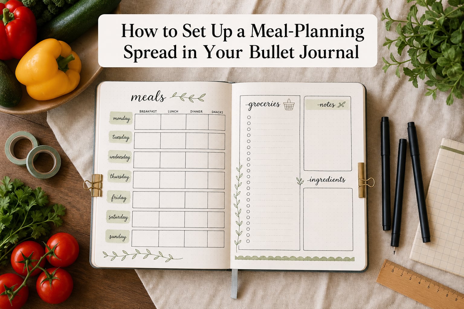 How to Set Up a Meal-Planning Spread in Your Bullet Journal
