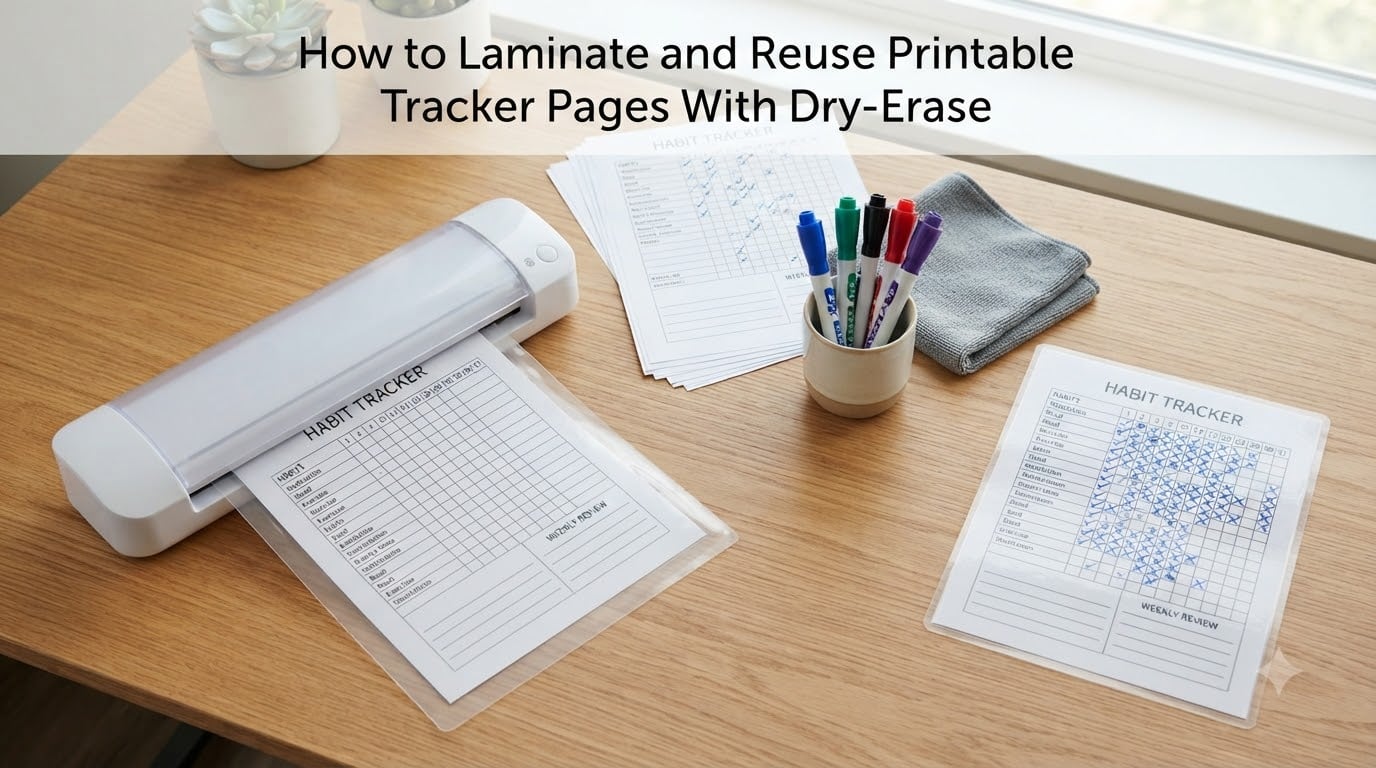 How to Laminate and Reuse Printable Tracker Pages With Dry-Erase