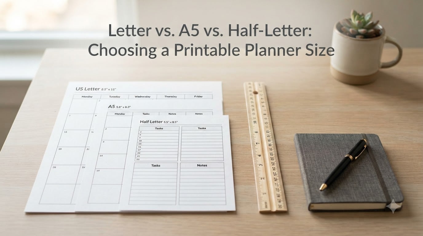 Letter vs. A5 vs. Half-Letter: Choosing a Printable Planner Size