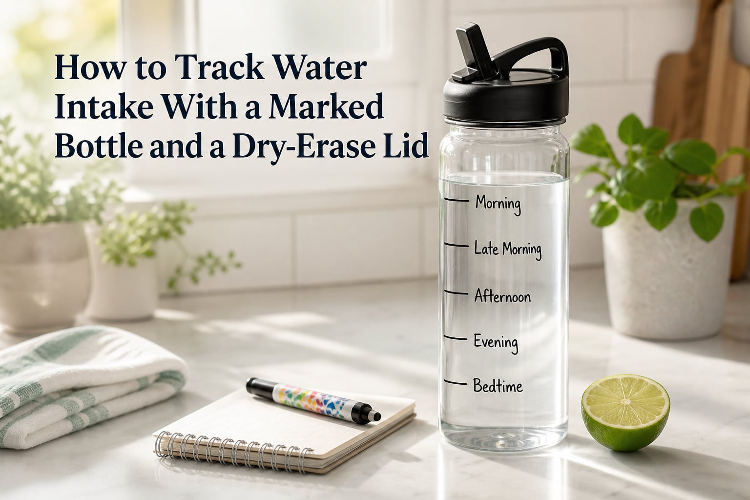 How to Track Water Intake With a Marked Bottle and a Dry-Erase Lid